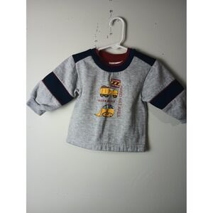 Vintage Small Steps Kids Gray Construction Sweatshirt 12M Hard Hat Area Truck